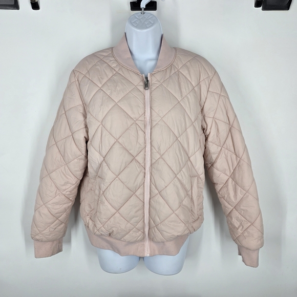 Alyned Together Quilted Reversible Bomber Jacket Pink Sherpa Lined Women’s Small - Picture 8 of 9